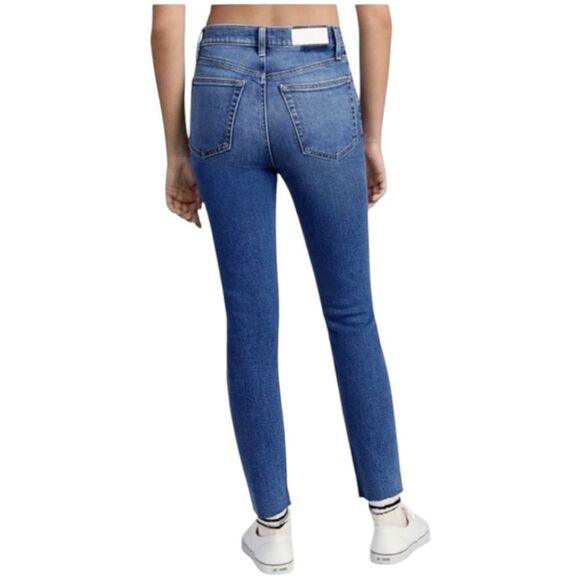 Re/Done 90’s High Rise Ankle Crop Medium Wash Raw Hem Size 29 - Picture 10 of 11